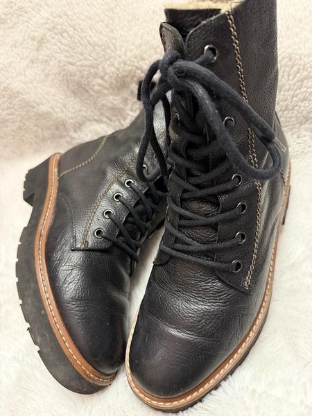 Women Paul Green Boots Black Leather 36.5 #C3Y7