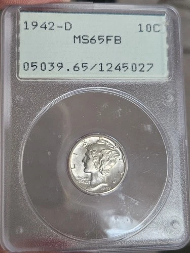 1942-D Mercury Dime – PCGS MS-65FB - Part Of Old Rattler Lot