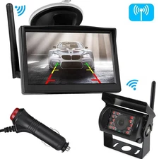 Wireless IR Waterproof Backup Camera w/ 5" Rear View Monitor for RVs Bus Truck