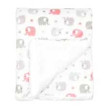 EVERYDAY KIDS Large Ultra Soft Gray and Pink 40" by 30", Elephant