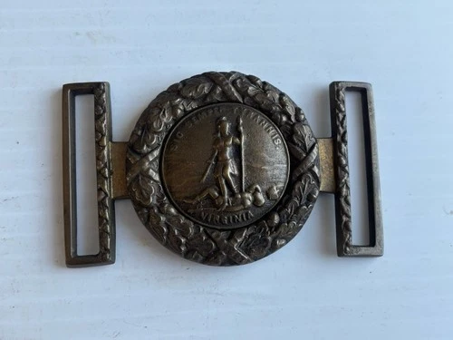 VINTAGE CIVIL WAR CONFEDERATE VIRGINIA 2 PIECE CS BELT BUCKLE EARLY REPRODUCTION