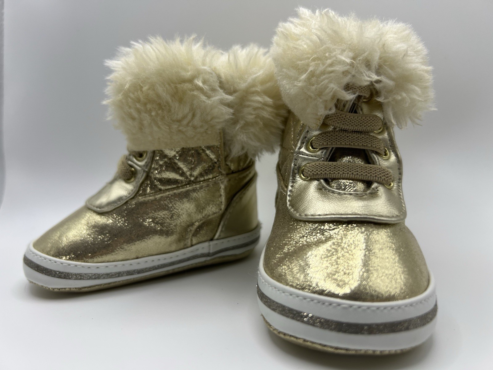 Aldo Baby Boots Size 2 (3&ndash;6M) Gold Faux Fur &ndash; New in Box