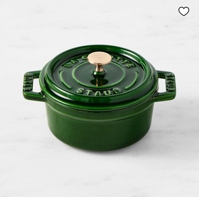 Staub Enameled Cast Iron Mini Cocotte 1/4-Qt W/Brass Top Handle, New, Set Of 2