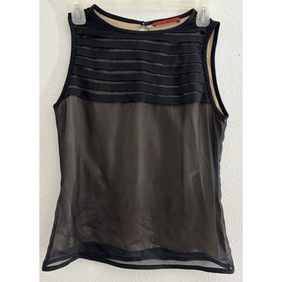 CAROLINA HERRERA  Sheer Top Black Solid Sleeveless 100% Silk Women Size 4