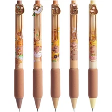 Retractable Gel Ink Pens 0.5mm Black Fine Point Writing Pens Cute Cartoon