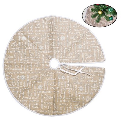  100cm Stoff Weihnachtsbaum Rock Runde Form Brief gedruckt Weihnachtsbaum