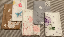 Lot 5 MADEIRA Hand Embroider Appliqu Cutwork VTG Cotton Handkerchief Floral MCM