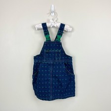 Vintage Lee Blue Jean Tree Jumper Overalls Dress Toddler Girl 4T USA