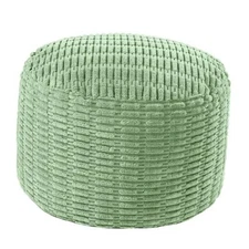  Unstuffed Ottoman Pouf Cover,Round Faux Fur Foot Stool, Fuzzy Sage Green