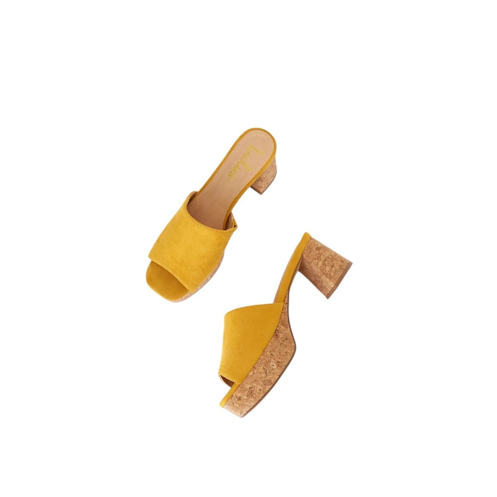 Lulus Sicily Women's 11 Yellow Platform Clog Sandal Retro Faux Suede Resort