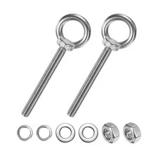 2-Sets Stainless Eyebolt M10x100mm Shoulder Lifting Eye Bolt with Nuts Washers