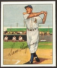 SAM CHAPMAN SIGNED 4x5 PHILADELPHIA A's PHOTOBOARD CARD AUTO + PSA/DNA PRE-CERT