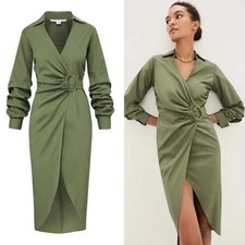 VERONICA BEARD Afton Dress Women's 10 Green Midi Quiet Luxury $498
