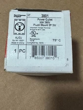 Pass & Seymour 3801 Power Outlet 30A 250V Flush Mount 2P 3W New in Box