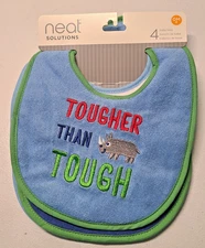 Neat Solutions 4 Pk Bibs Set Multi Color Blue Green Baby Food Drooler Wild Child