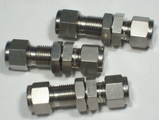 3 - Swagelok Stainless Steel Bulkhead Union Fitting, 3/8" OD Tube, SS-600-61