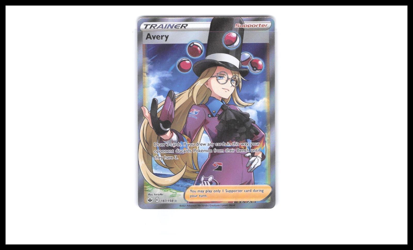 Avery 187/198 Ultra Rare Chilling Reign Pokemon Holo Near Mint