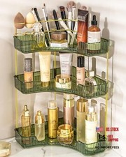 Makeup Organizer for Vanity Corner Bathroom Organizer Countertop 3-Tier Green