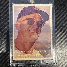 Topps 1957 Whitey Herzog Washington Senators Base Set Baseball Card #29