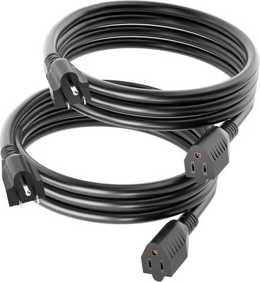 POWGRN 6 FT（2 Pack） 16/3 Black Indoor Outdoor Extension Cord 6FT-2pc, 