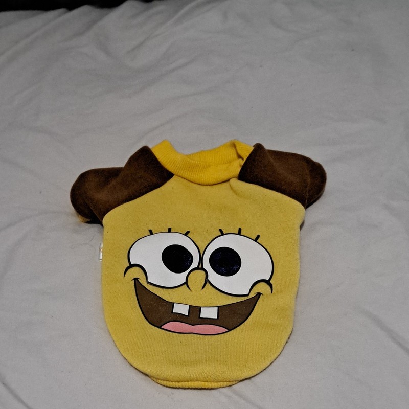 SpongeBob SquarePants Cartoon Dog Shirt, Size S Fleece Warm Yellow/Brown
