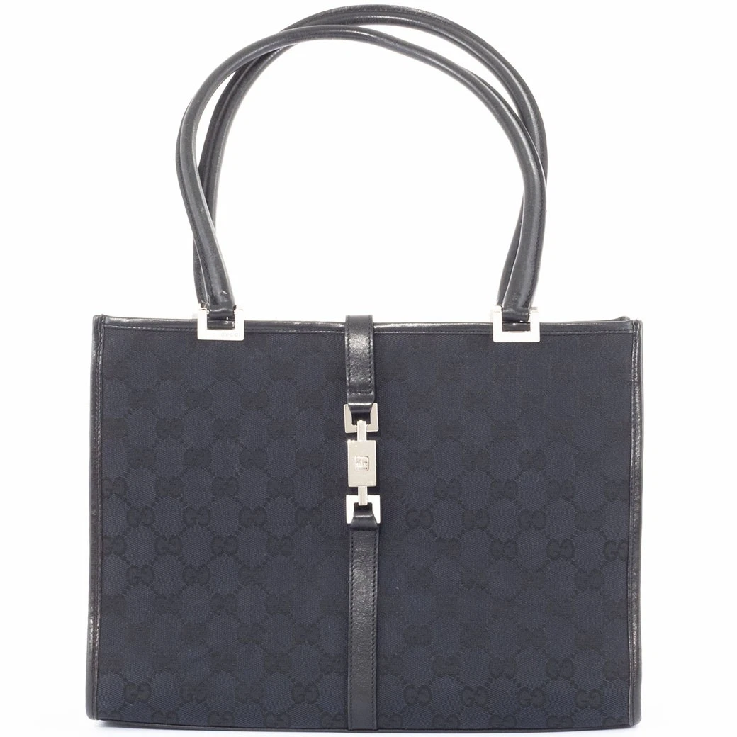 Sac fourre tout bandoulière Gucci GG toile Jackie 002.1073 GG toile noire femme s petit