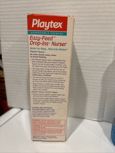 2 Vintage Playtex Eazy Feed Nurser 8oz FLAT TOP Latex Nipple SLIDE UP BURPER - Picture 3 of 10