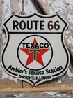 VINTAGE TEXACO PORCELAIN SIGN OLD 1952 ROUTE 66 AMBLER GAS STATION CAR MOTOR OIL