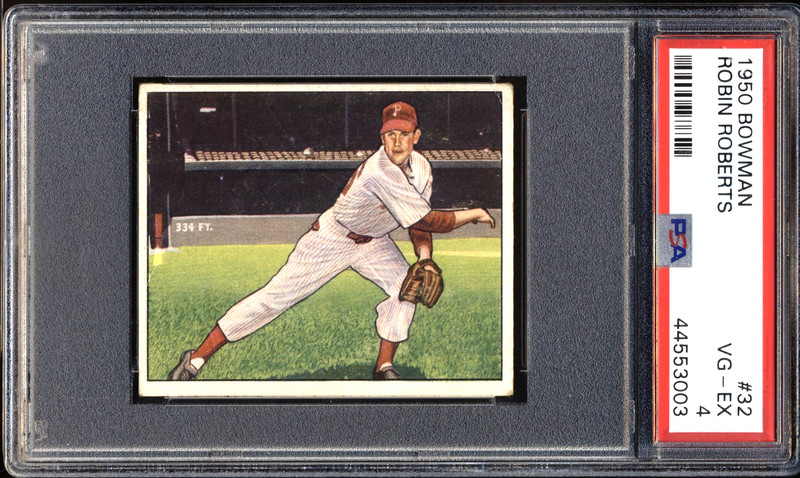 1950 Bowman - #32 Robin Roberts Phillies - HOF - PSA 4 VG-EX NICE CARD