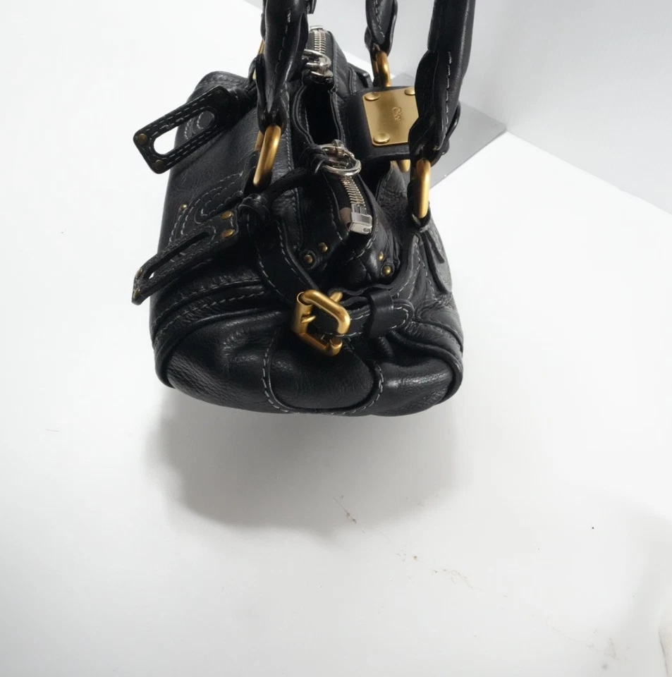 Chloe Mini Paddington Hand Bag Purse Shoulder Black Gold Leather - Image 4 of 4