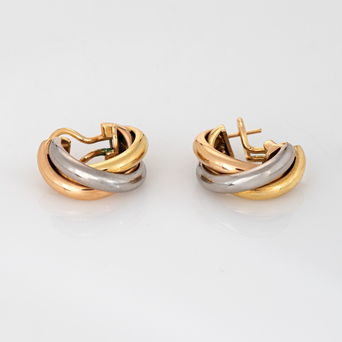 90s Vintage Cartier Trinity Earrings 18k Gold 3/4