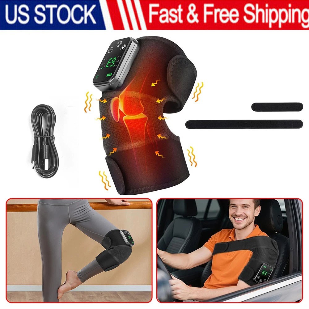 Electric Heated Vibration Knee Massager Joint Pain Relief Shoulder Massage Brace