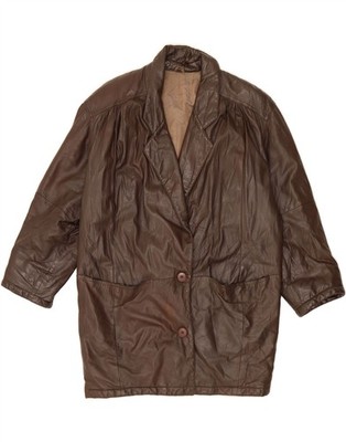 CONBIPEL Womens Leather Coat UK 20 2XL Brown Leather CK15