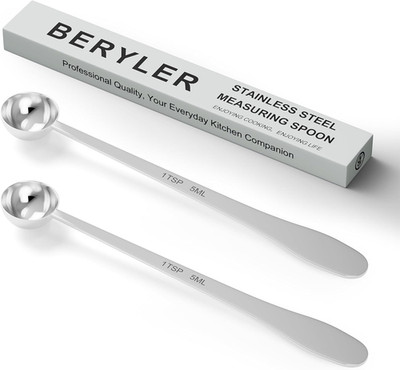 2PCS 1 Teaspoon(1Tsp, 1/3Tbsp, 5 Ml) Single Measuring Spoon, Extra-Long Handle I