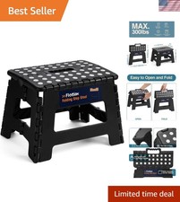 Portable Non-Slip 9" Folding Step Stool - Ideal for Kitchen Bathroom, 300 lbs