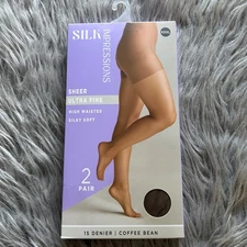 Silk Impressions Ultra Fine Sheer Tights Women Size XXXL Coffee Bean High Waist