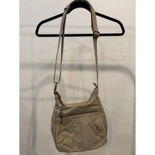 Travelon Tan Leather Mini Crossbody Travel Organizer Bag — listing 6