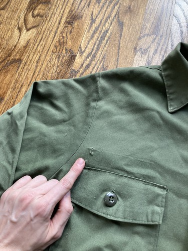 Camicia vintage US Army uomo taglia media verde oliva utility raso militare grunge - Foto 5 di 10