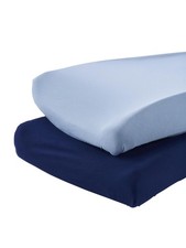 Simple Joys Carter's 2-Pack Toddler Boy Cotton Changing Pad Covers Navy Blue