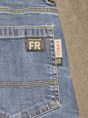 Wolverine FR Fire Resistant Jeans Men’s 34x32 Blue Traditional Fit Stretch Denim - Picture 6 of 8