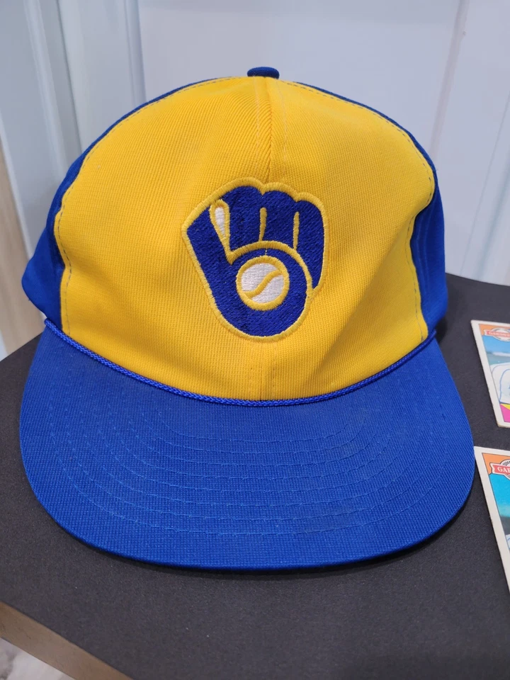 Lote de Milwaukee Brewers-Buen Estado Snapback Sombrero/Tarjetas Comerciales Moliter/Cantidad MLB Foto 2 de 4