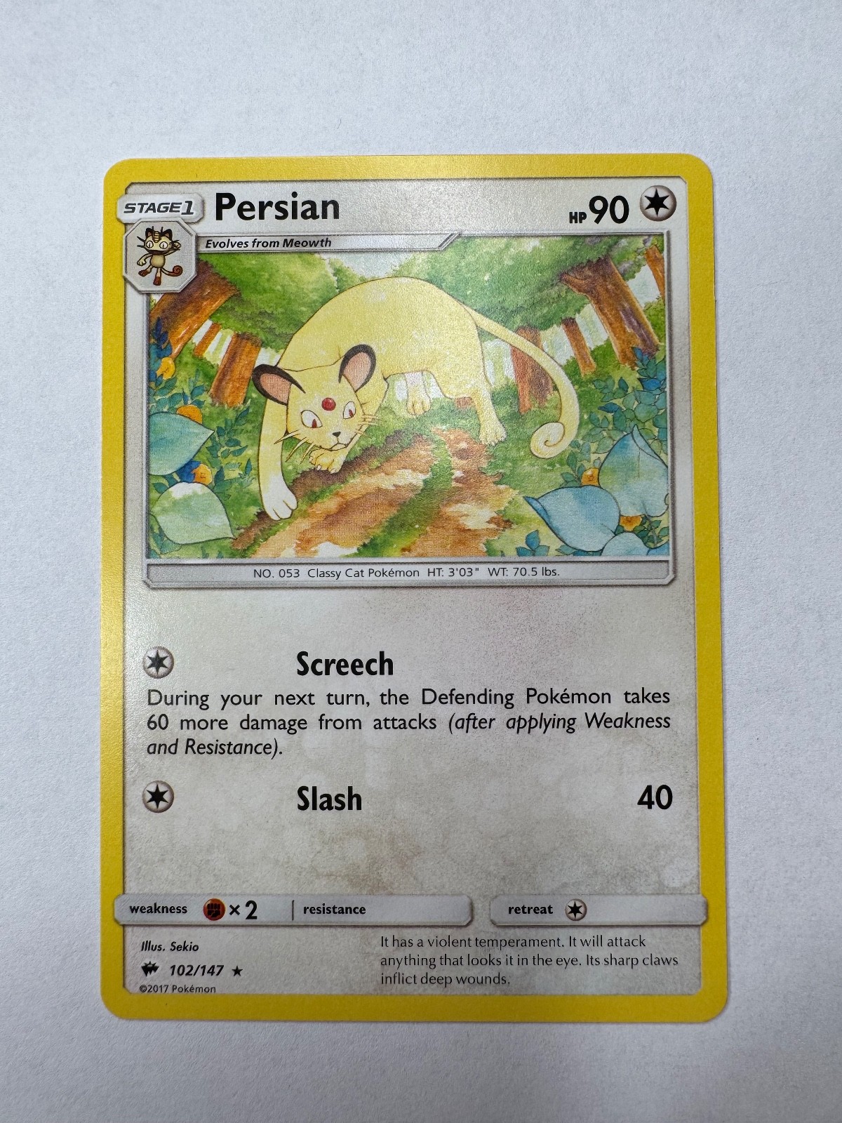 Persian Rare SM - Burning Shadows 102/147 NM