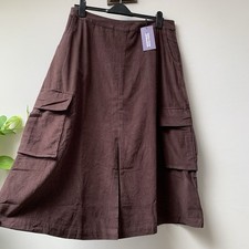 Mistral Corduroy Cargo Midi Skirt Sze UK 10 Chocolate Brown Cord NEW RRP �64.99