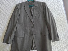 Jos A Bank Sport Coat Mens 44L Gray Plaid 100 Wool Two Button EUC