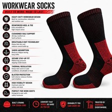 ZE Explorer Workwear Chunky Work Tech Dri Boot Socks  UK 3-14  High Visibilty
