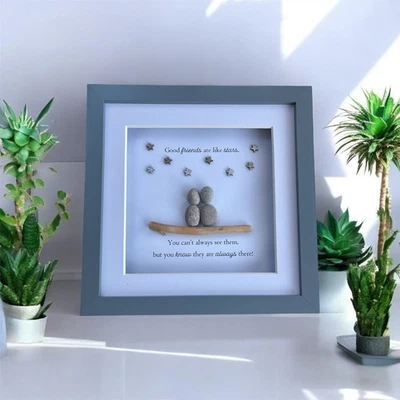 Personalised Good Friend Pebble Art Picture Frame Gift Wall Art Christmas - Image 1 of 4