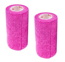 Vet Wrap Tape   2 Pack  4 Inch x 15 feet Self Adhesive 2 Rolls Fuchsia