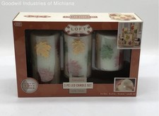 Lot de bougies LED sans flamme Loft Living paillettes feuille d'automne - 3 pièces