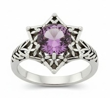 GENUINE 5.25 Cts AMETHYST SOLITAIRE RING SOLID .925 STERLING SILVER - NWT