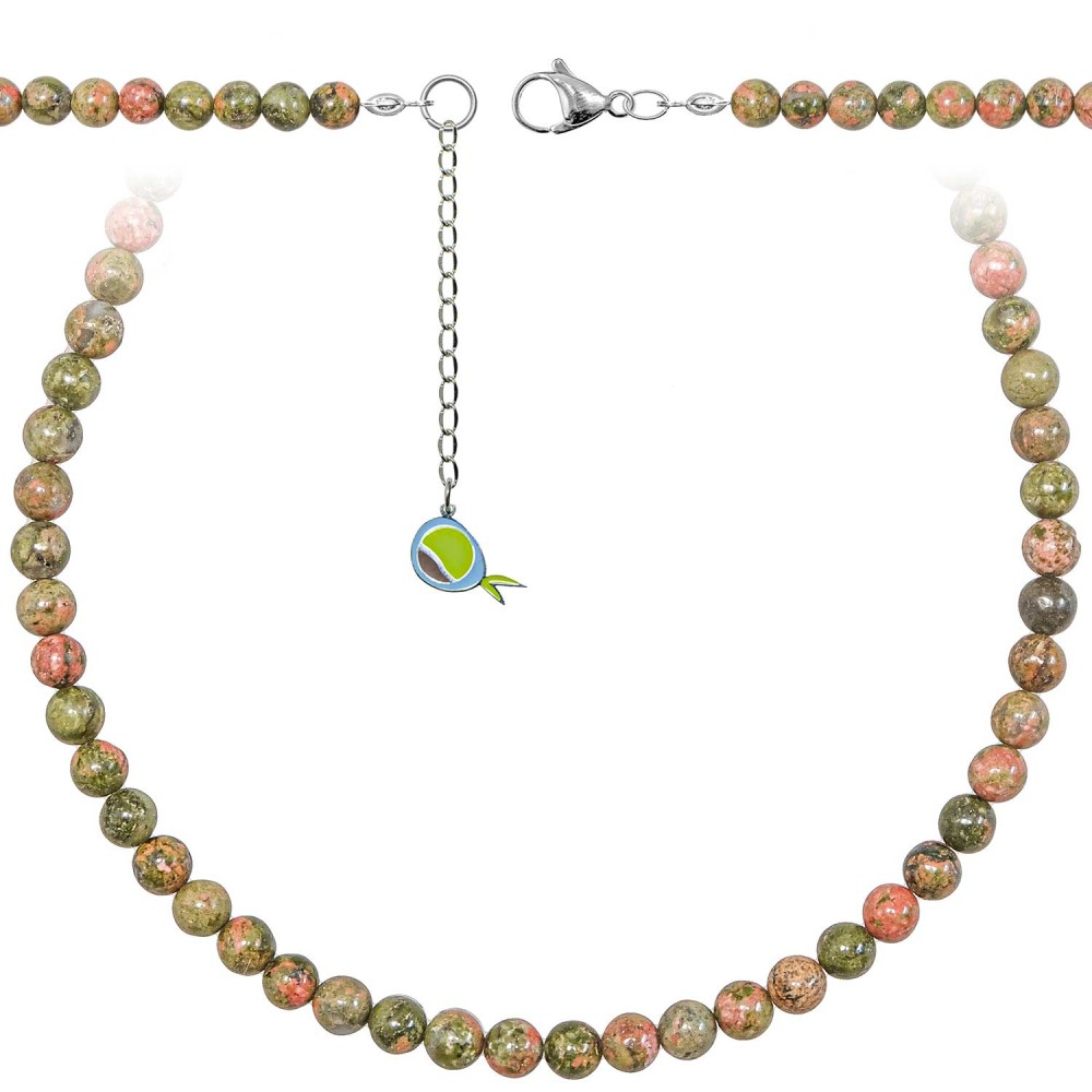 Collier unakite 6mm pour retrouver l'harmonie émotionnelle au quotidien à travers les pierres